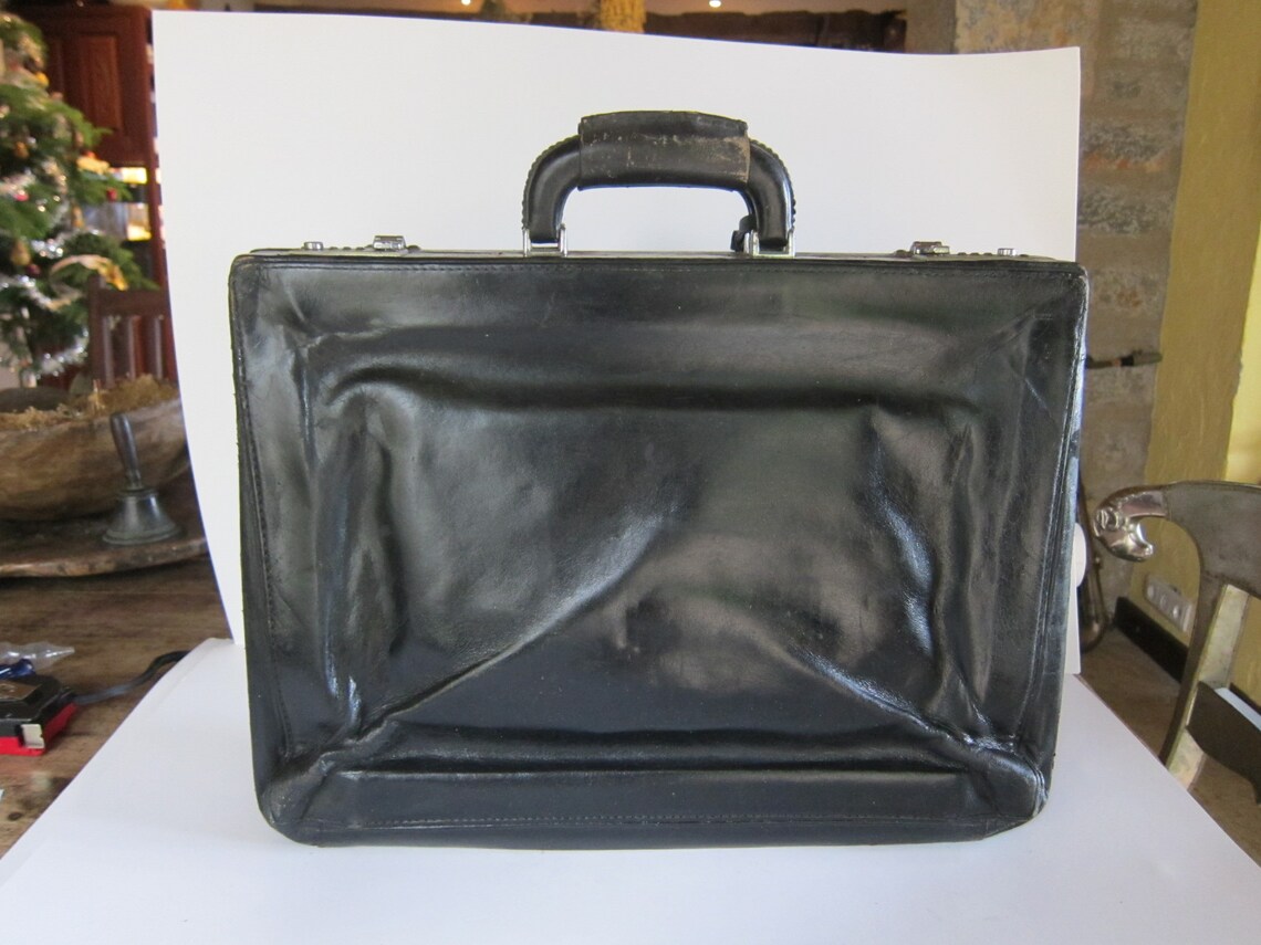 Vintage SEEGER Leather Briefcase 1970s Black Supple Bag Etsy