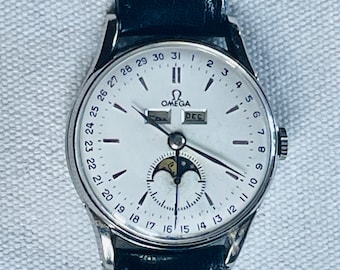 Vintage 40's Omega Cosmic triple date moon-phase watch