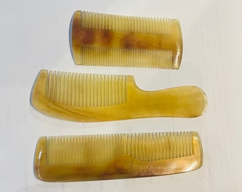 3 Buffalo Horn combs. Handmade. Vintage designs. Nice gifts