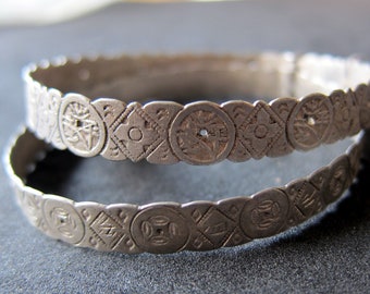 Chinese bracelets pair (2) Antique, Tibetan silver. Good Luck