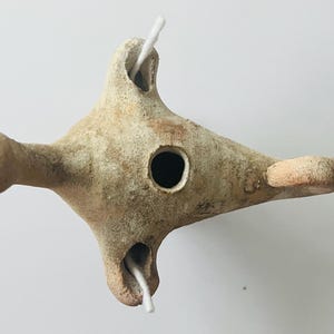Earth friendly Vintage Oil Lamp bird, Holy Pillar Bird holder, Eco Clay oil lamp, Votive candles, Rare Religious candles Ancient Pottery image 5