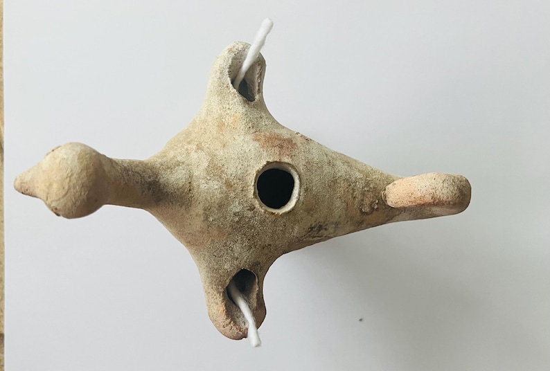 Earth friendly Vintage Oil Lamp bird, Holy Pillar Bird holder, Eco Clay oil lamp, Votive candles, Rare Religious candles Ancient Pottery image 5