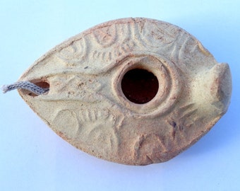Ancient Oillamp, Vintage Oil Candle, Pottery Oil Candle, Holyland candle gift, Authentic oil lamp, Israel, Jesus light, Holy Rustic Lamp,