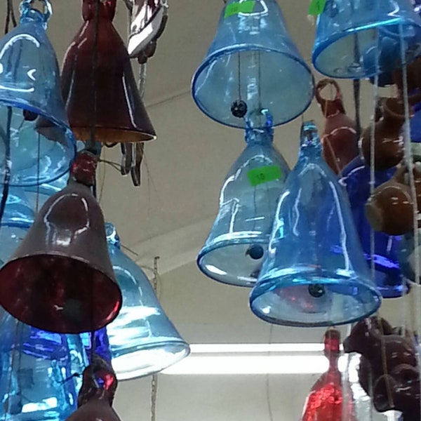 Outdoor Wind Chime Glass bells, 4 glass Bells New Home Gift, Christmas glass bells tree ornament, Patio glass bells, Garden glass bells