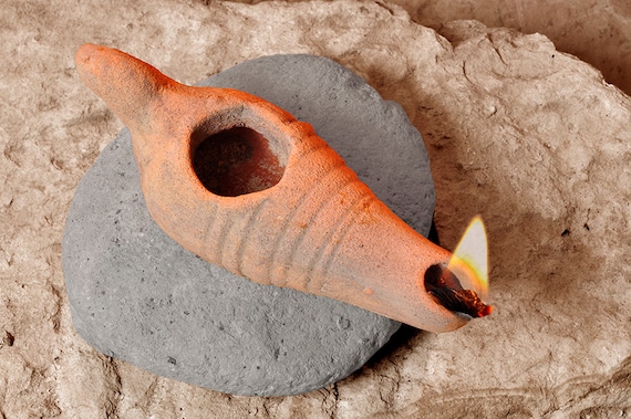 Ceramic oil lamp sale pottery