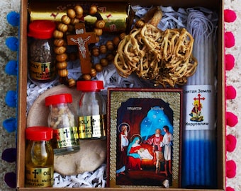 Cadeauset Advent Pelgrimages Christian, genezing geschenkdoos, kruisweg, Jeruzalem-kaarsen, Via Dolorosa, Jezusgeboorte, Kruisbeeld, God