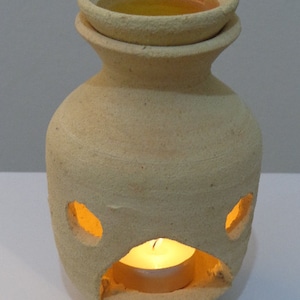 Brûleur à huile extérieur en céramique, bougie vintage, poterie de Jérusalem, bougie veilleuse en poterie, éclairage de voie, bougie à l&#39;huile, chandeleur