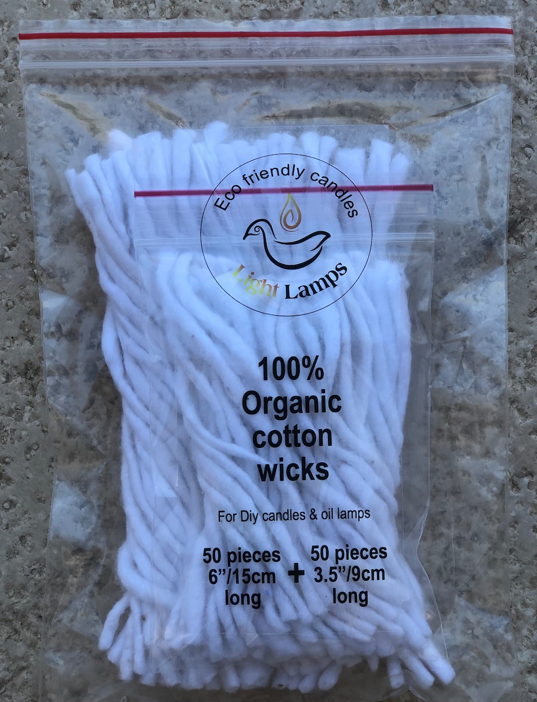 Organic Cotton Wicks White 100 Candle Wicks, 100 OIL WICKS, Oil Lamp,  Menorah, Candle Supplies for Candle Making, Arts Crafts and Sewing 