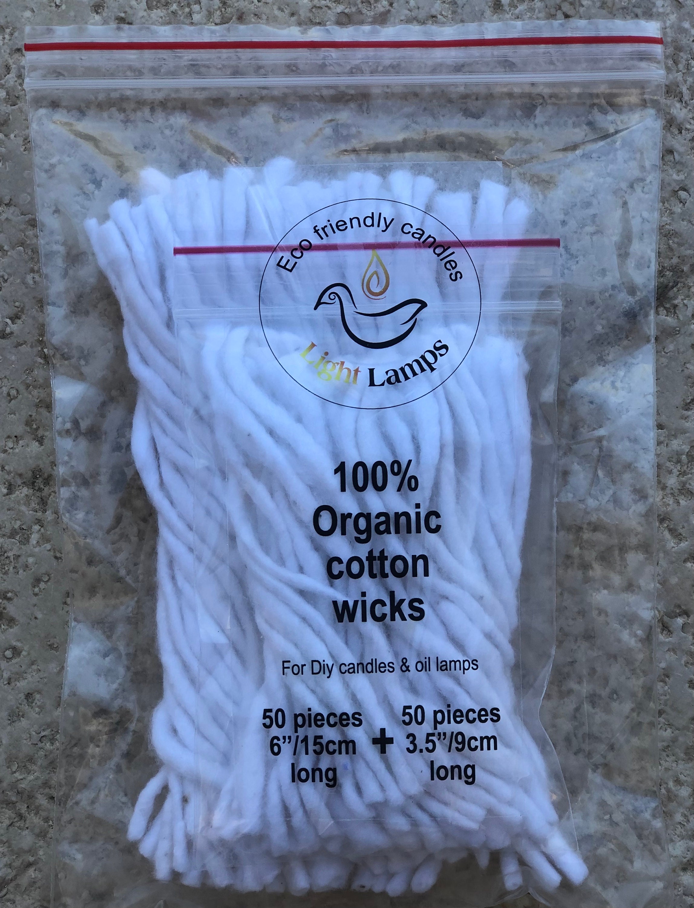 Organic Wicks for DIY Candles and Oil Lamps, Handmade 100 Eco Cotton Wicks,  6long/ 15 Cm, OIL LAMP Wicks, Organic Cotton Wicks for Candles 