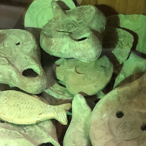 Antiquity Original art objects, Byzantine Classic Pottery, Rare ancient oil lamps, Historical Archaeological Artifacts, Terracotta finds,