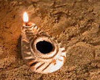 ヴィンテージ陶器キャンドル、古代イスラエルオイルランプ、カトリック