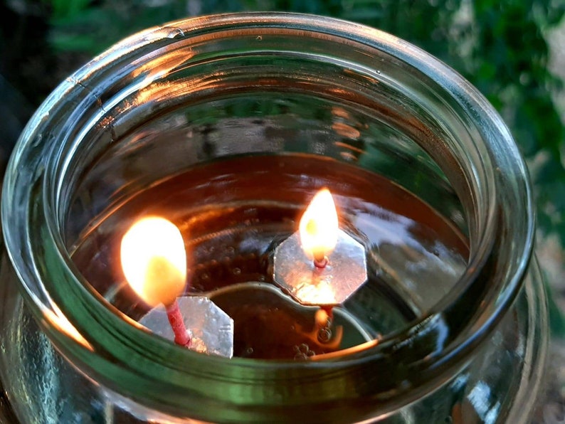 Set of 50 Round Silver FLOATING candles Odorless Wicks with tab Smokeless Clean Burning Menorah candles Non toxic wick Wicks Waxed 50