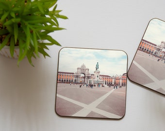 Lisboa Terreiro do Paço Photo Coasters | Pack of 4 | Travel Photography | Portugal | Street Photo | Home Decor | Portuguese Gifts