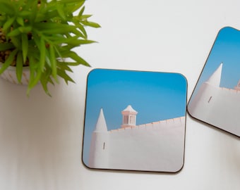 Algarve Traditional House Photo Coasters | Set of 4 | Portugal Photography | Minimalist | Summer | Blue Skies | Travel | Portuguese Gifts