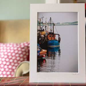 Boats in Harbour Mounted Photo Print | Nautical | Photography | Scotland | Oban | Landscape | Art Print | Scottish Gifts | Wall Art | Signed