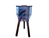 Rustic French Oak Cast Iron Primitive Antique Standing Hand Crank Dairy Farm Butter Churn from Early-Mid 19th Century