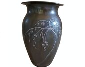 1920s American Art Deco - Nouveau Bronze Vase with Sterling Silver Overlaid Whimsical Tree by SilverCrest Smith Metal Arts Heintz SMA A 1004