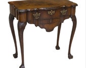 18TH C. Chippendale Carved Mahogany Talon Ball Console Tea Table