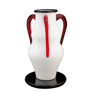Vistosi Sinuosa Three-Handled Murano Art Glass Urn Vase Sculpture Designed by Sergio Asti Signed & Numbered