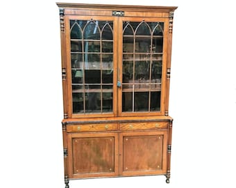 Fine 19th Century English Sheraton Bookcase Cabinet