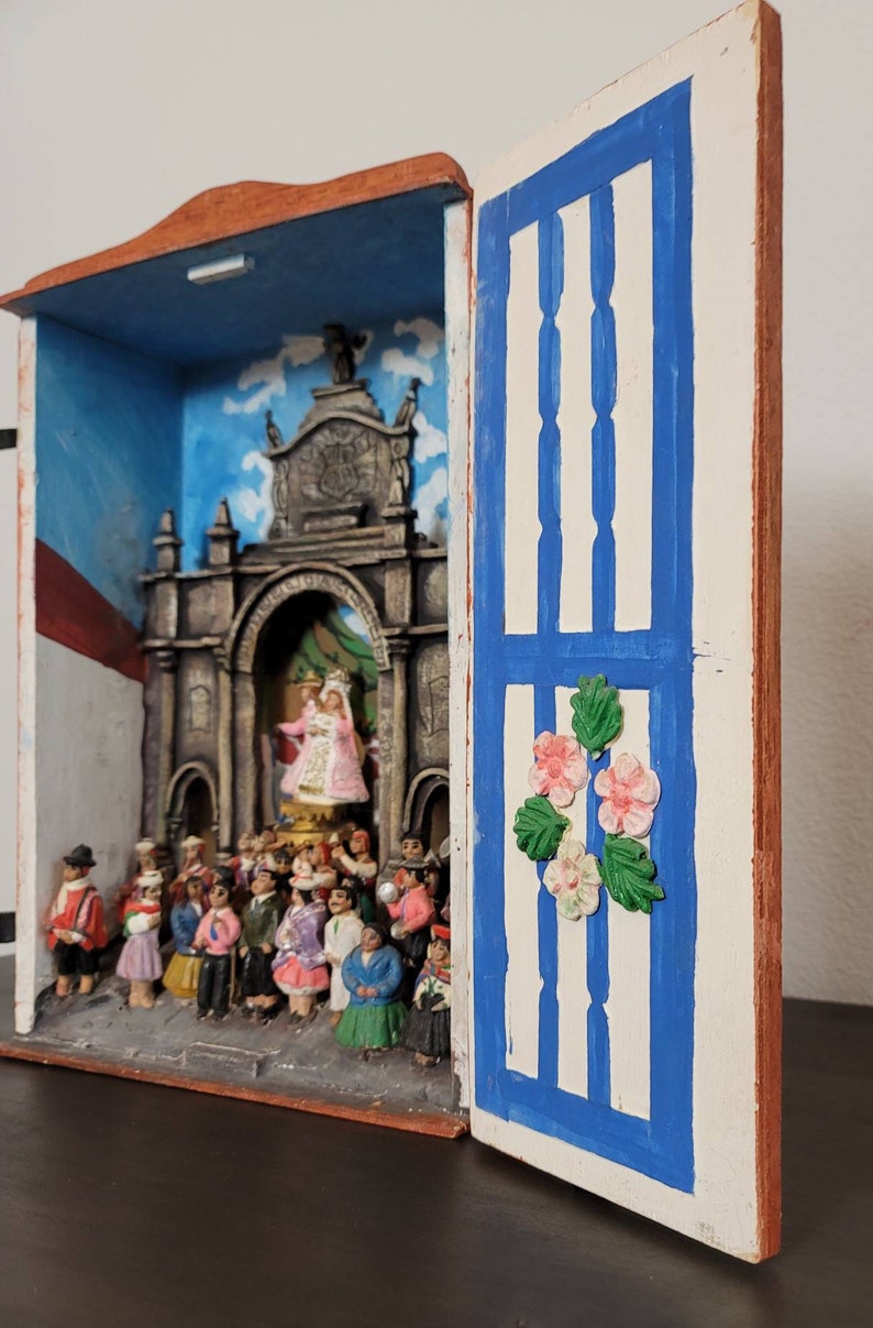 Vintage Latin American Retablo Diorama Religious Folk Art Sculpture image 8