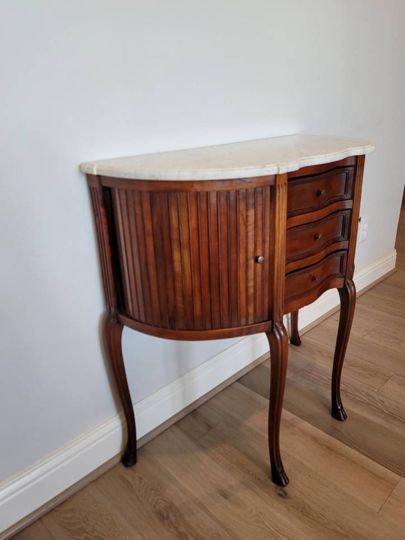 Scarce 18th Century French Louis XV Period Walnut Tambour Door Sideboard Server image 3