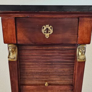 Scarce Antique Balkans Empire Style Albanian Gilt Bronze Mounted Mahogany Nightstand Cabinet Table image 2