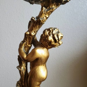Italian Gilded Two Putti Climbing Tree Pedestal Table Stand image 5