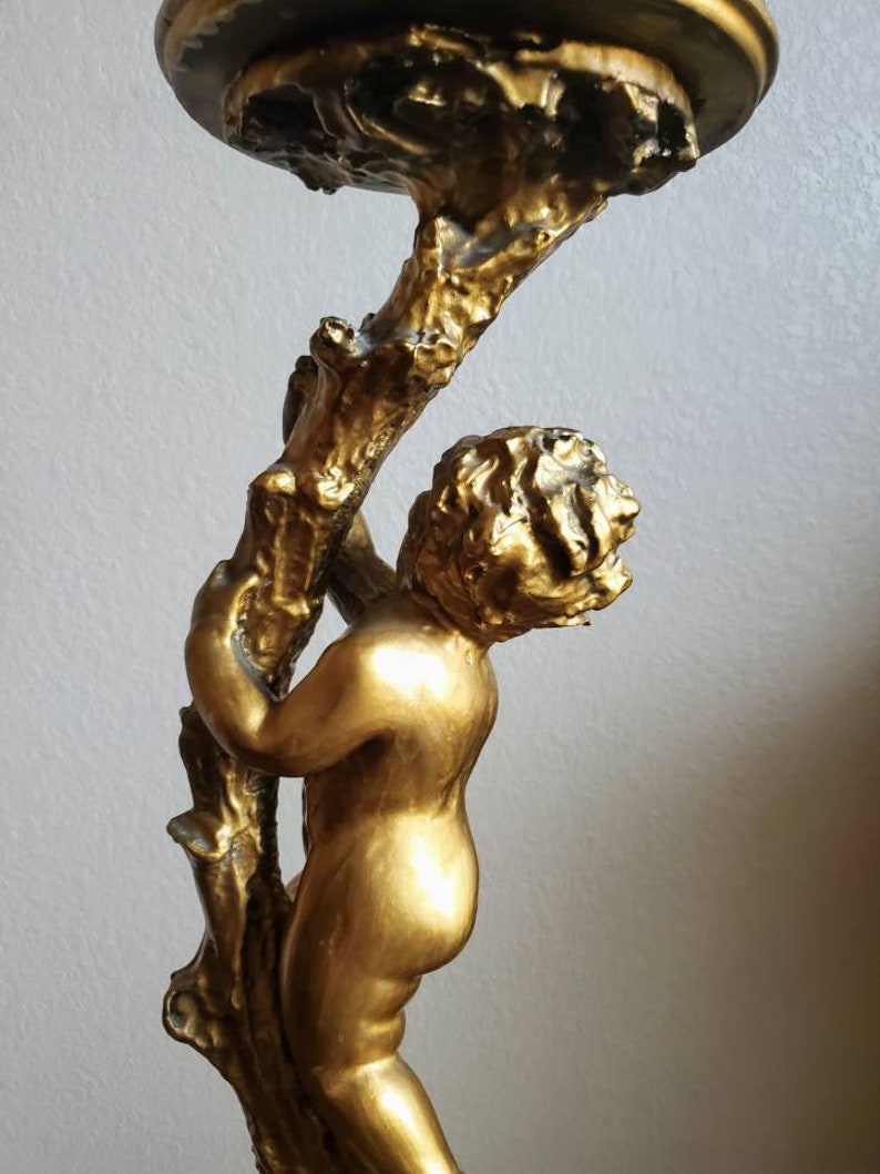 Italian Gilded Two Putti Climbing Tree Pedestal Table Stand image 5