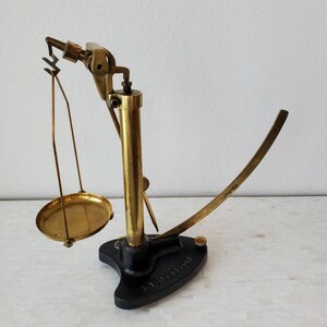 Vintage English Griffin & George Brass and Cast Iron Industrial Single Arm Balance Quadrant Paper Scale image 5