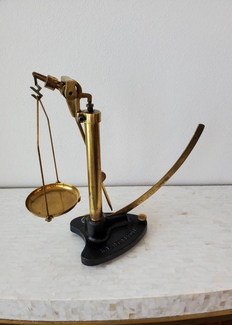 Vintage English Griffin & George Brass and Cast Iron Industrial Single Arm Balance Quadrant Paper Scale image 5