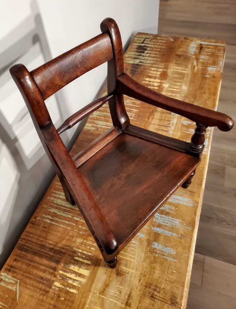 18th/19th Century Georgian Period Country English Mahogany Child Elbow Potty Chair Decorative Furniture image 2