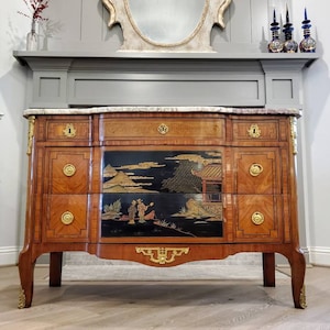 19th Century French Transition Chinoiserie Chest Of Drawers Commode or Sideboard image 3