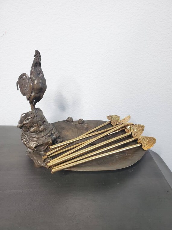 A Gilt Bronze Ink Stand Depicting a Bird in Nest A Gilt Bronze Ink Stand Depicting a Bird in Nest