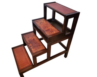 19th Century George III English Mahogany Metamorphic Four Step Library Ladder converts to Bench or Table