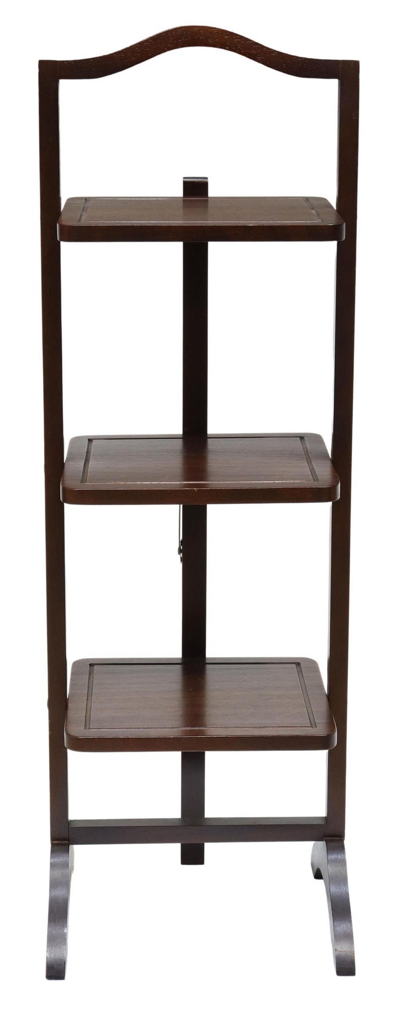 Edwardian Period English Mahogany Three Tiered Folding Cake / Pie Stand Etegere, Early 20th Century image 3