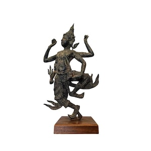 Antique Thai Bronze Hindu Dancing Diety Sculpture - Southeast Asian Vishnu Figure 19th Century