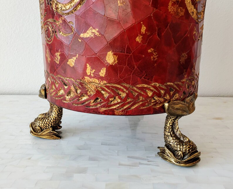 Maitland-Smith Red Partial Gilt Decorative Table Box image 5