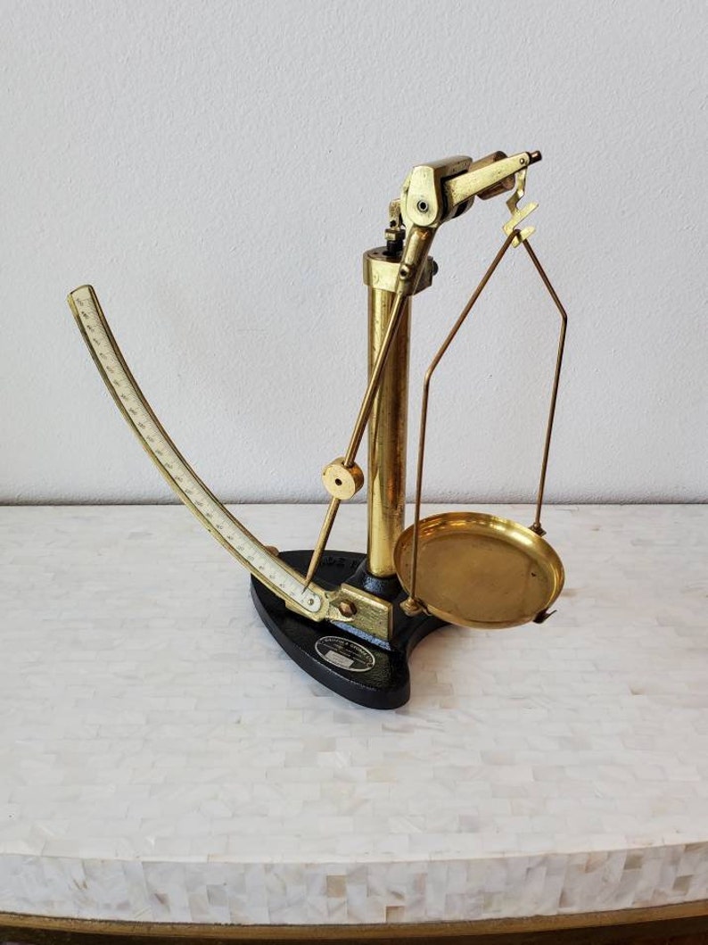 Vintage English Griffin & George Brass and Cast Iron Industrial Single Arm Balance Quadrant Paper Scale image 2
