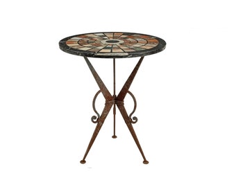 Italian Specimen Marble Top Wrought Iron Occasional Table