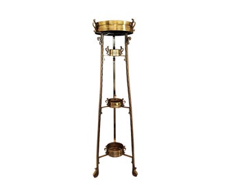 19th Century Late Victorian Gilt Brass Four Tier Plant Stand Etagere