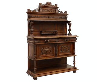 19th Century French Renaissance Henry II Walnut Buffet Sideboard Server