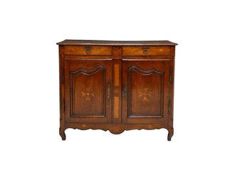 Antique Country French Provincial Louis XV Oak Marquetry Sideboard Buffet 18th / Early 19th Century