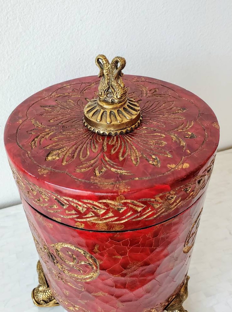 Maitland-Smith Red Partial Gilt Decorative Table Box image 4