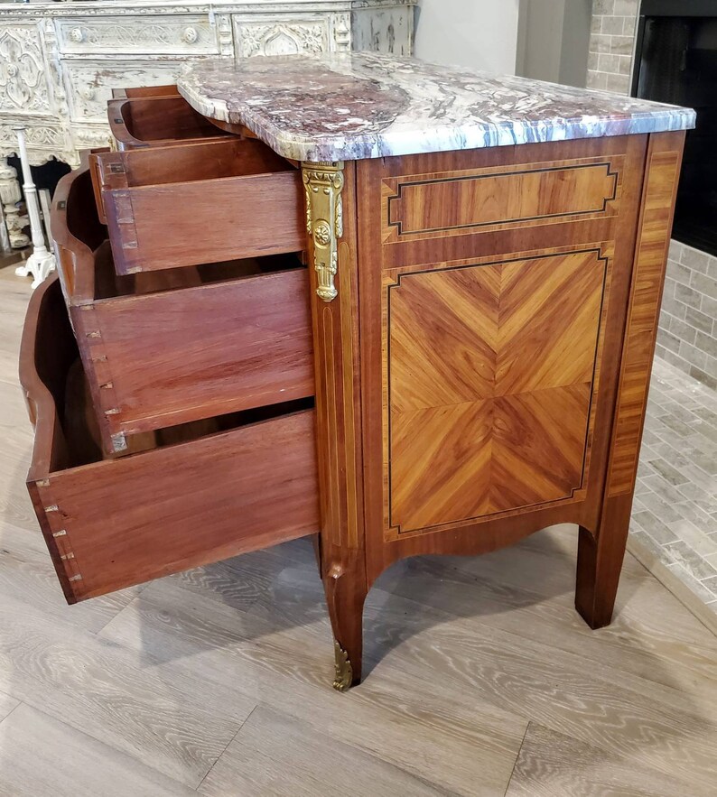 19th Century French Transition Chinoiserie Chest Of Drawers Commode or Sideboard image 9