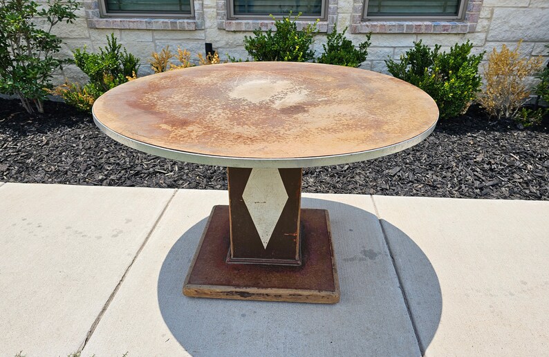 1930s Art Deco Industrial Dept. Store Retail Display Table Antique Pedestal Mercantile Stand image 4