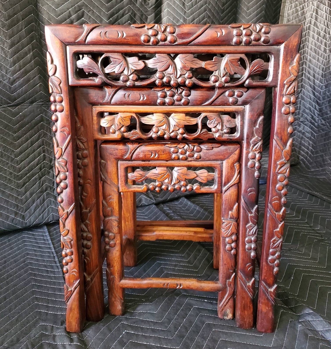 Antique Chinese Hand Carved Nesting Tables Set / Nest of Etsy