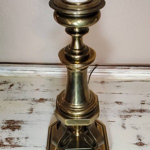 Mid-Century Stiffel American Bronze Scrolling Accent Table Lamp with Shade Hollywood Regency Art Deco Modernist image 5