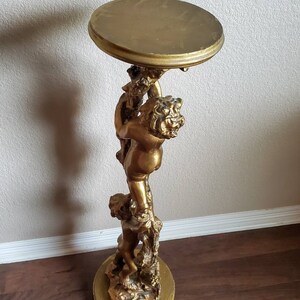 Italian Gilded Two Putti Climbing Tree Pedestal Table Stand image 7