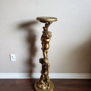 Italian Gilded Two Putti Climbing Tree Pedestal Table Stand image 6